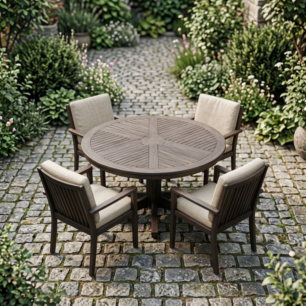 Paver patio with dining area