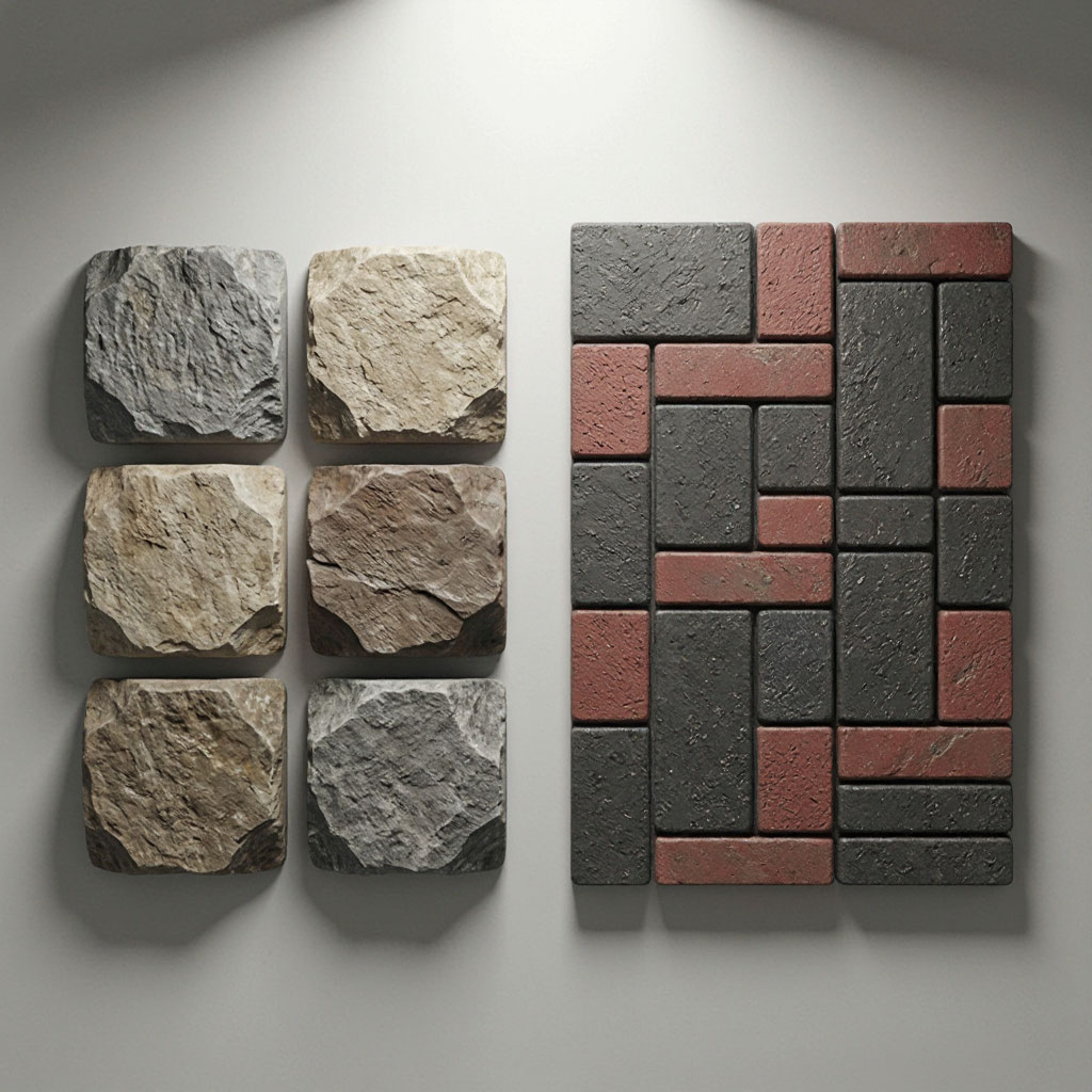 Stone samples and paver mockup