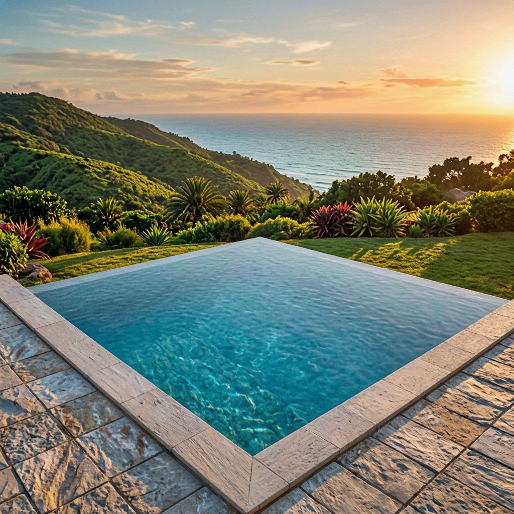 Hillside pool terrace