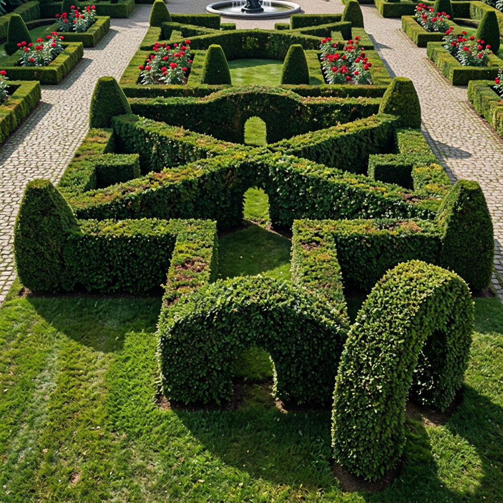 Formal garden with hedges