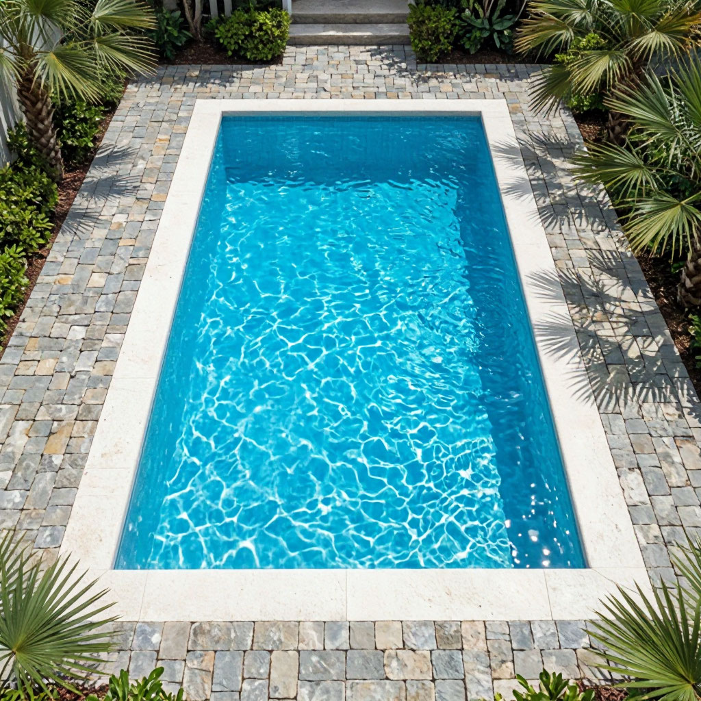 Pool deck terrace with pavers